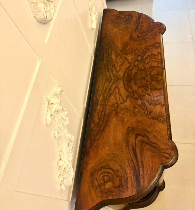 Antique Victorian Quality Burr Walnut Satinwood Inlaid Credenza/Side Cabinet